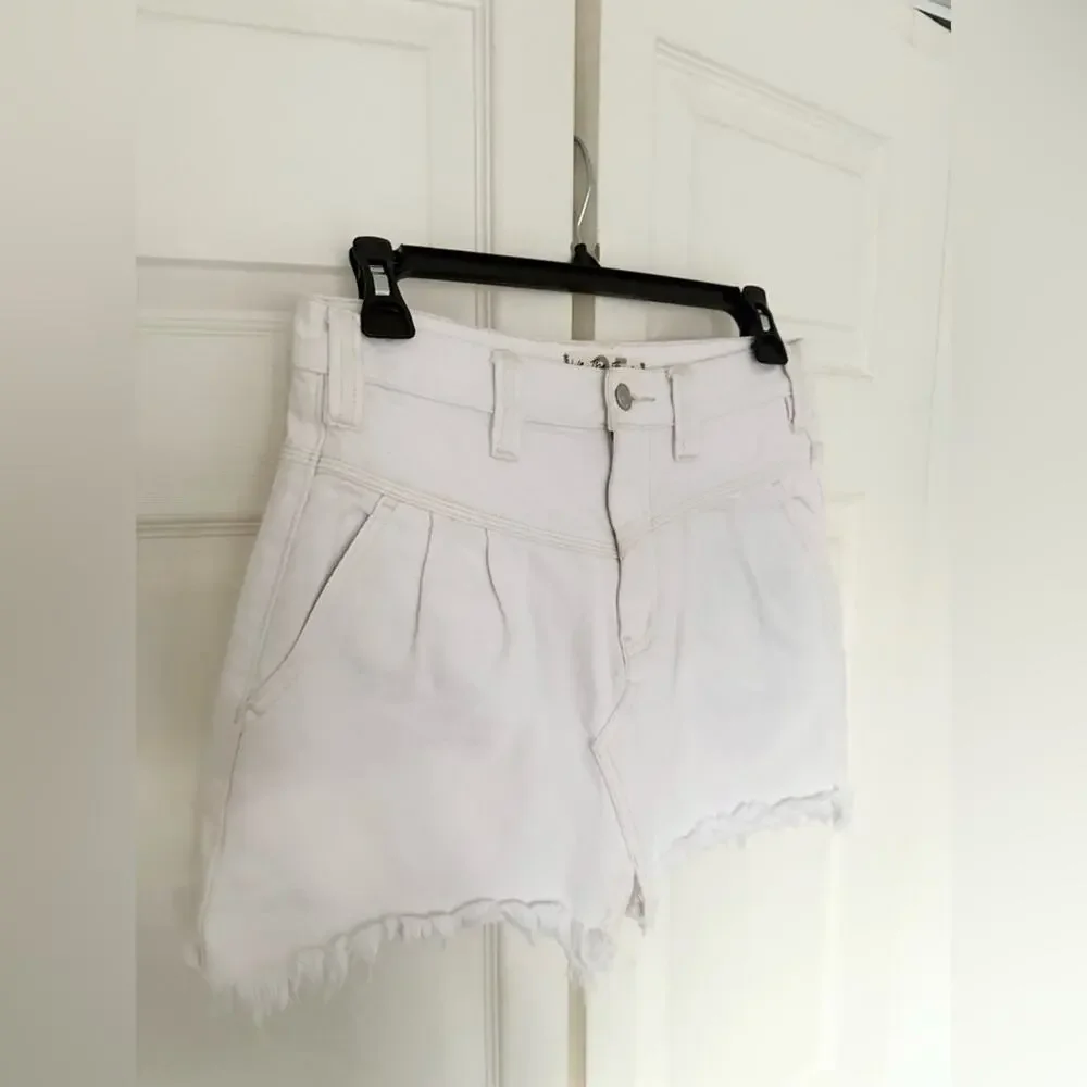 Free People We the Free Side Car Mini Skirt White Clay Denim Skirt Size 25